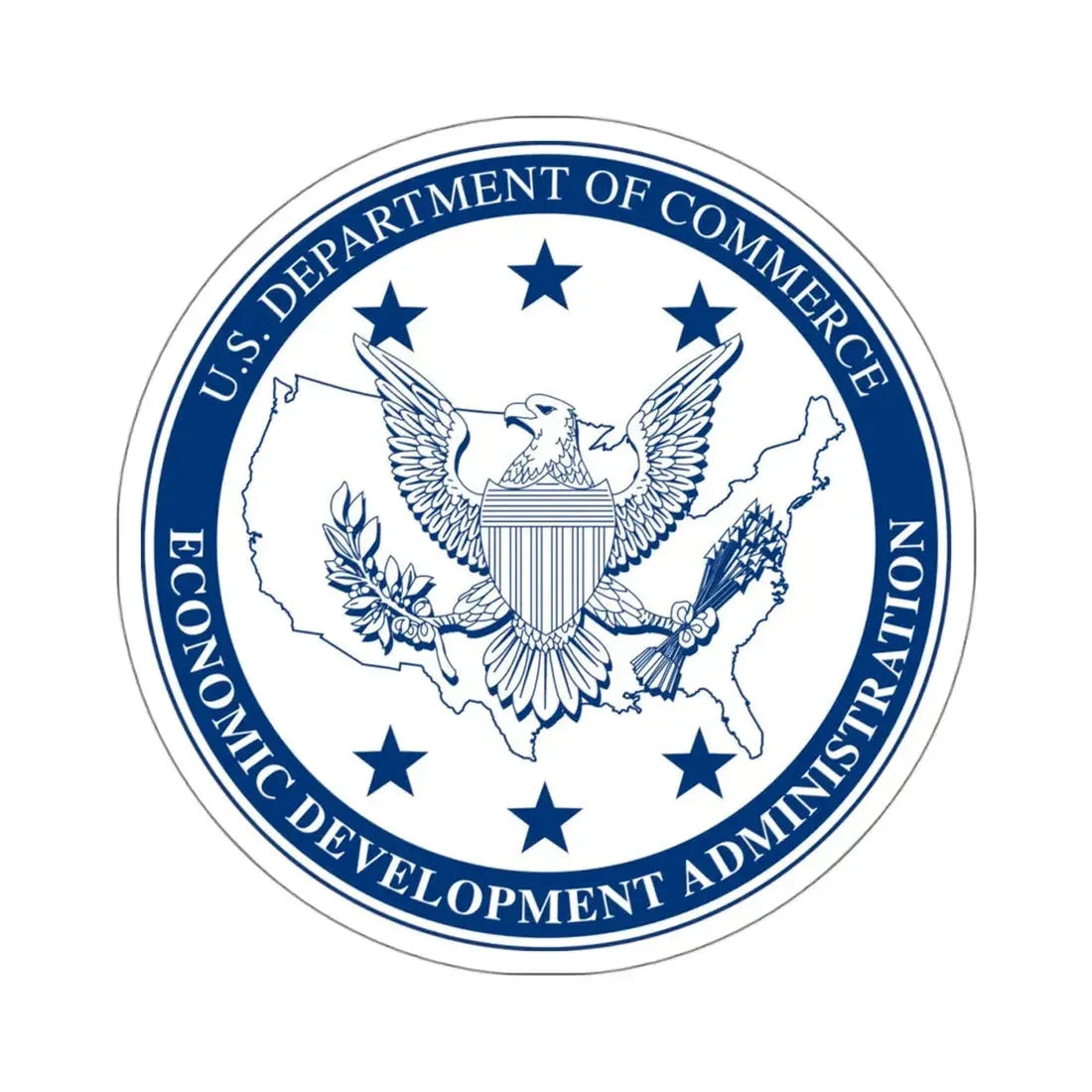 Seal of the United States Economic Development Administration - STICKER Vinyl Kiss-Cut Decal 4 Inch White - The Sticker Space