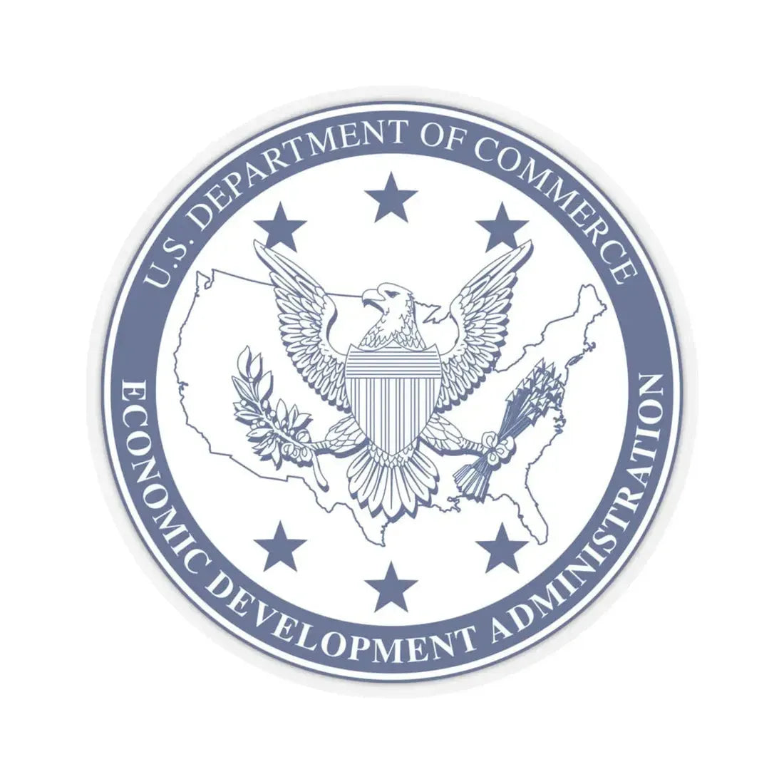Seal of the United States Economic Development Administration - STICKER Vinyl Kiss-Cut Decal 6 Inch Transparent - The Sticker Space