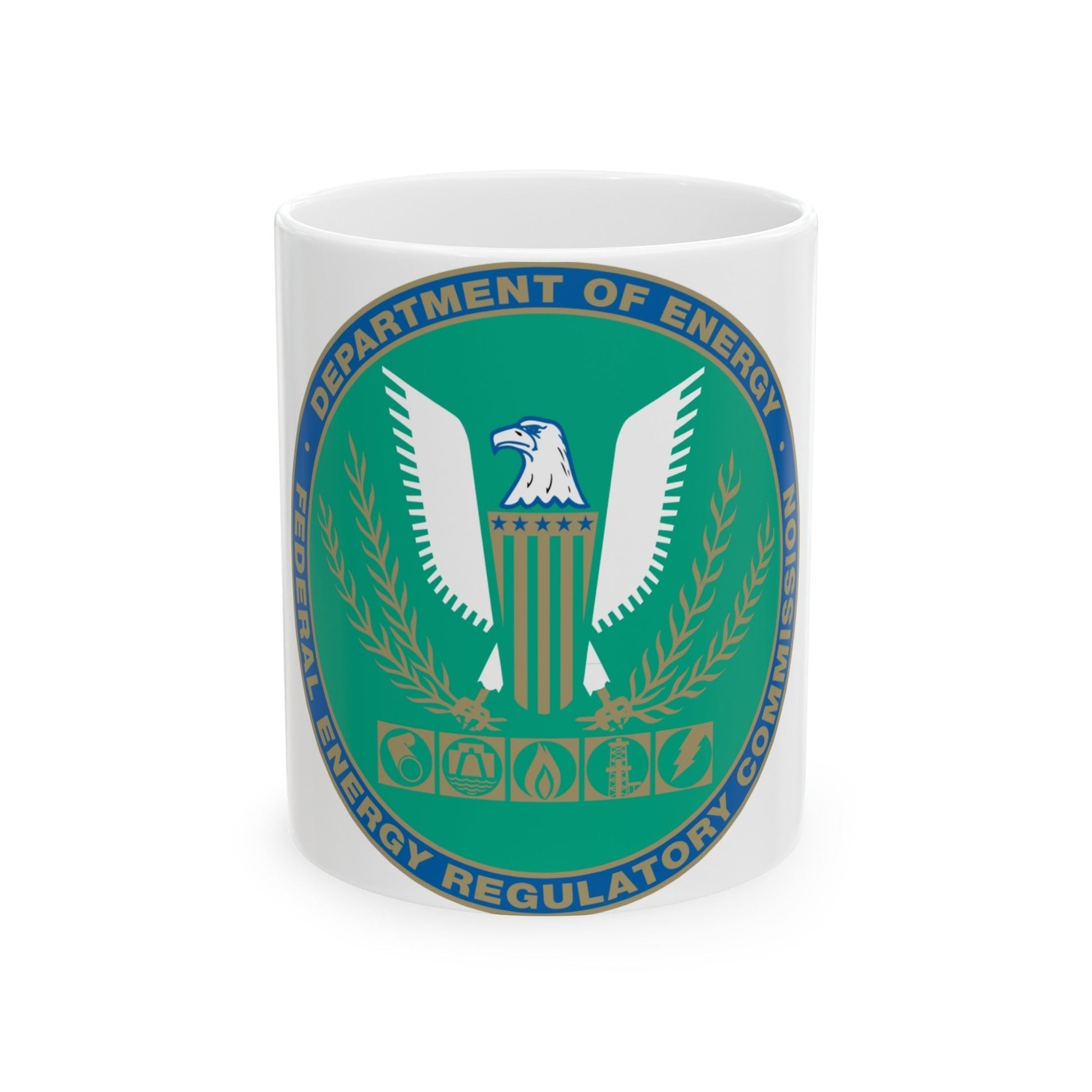 Seal of the United States Federal Energy Regulatory Commission - White Coffee Mug-11oz-The Sticker Space