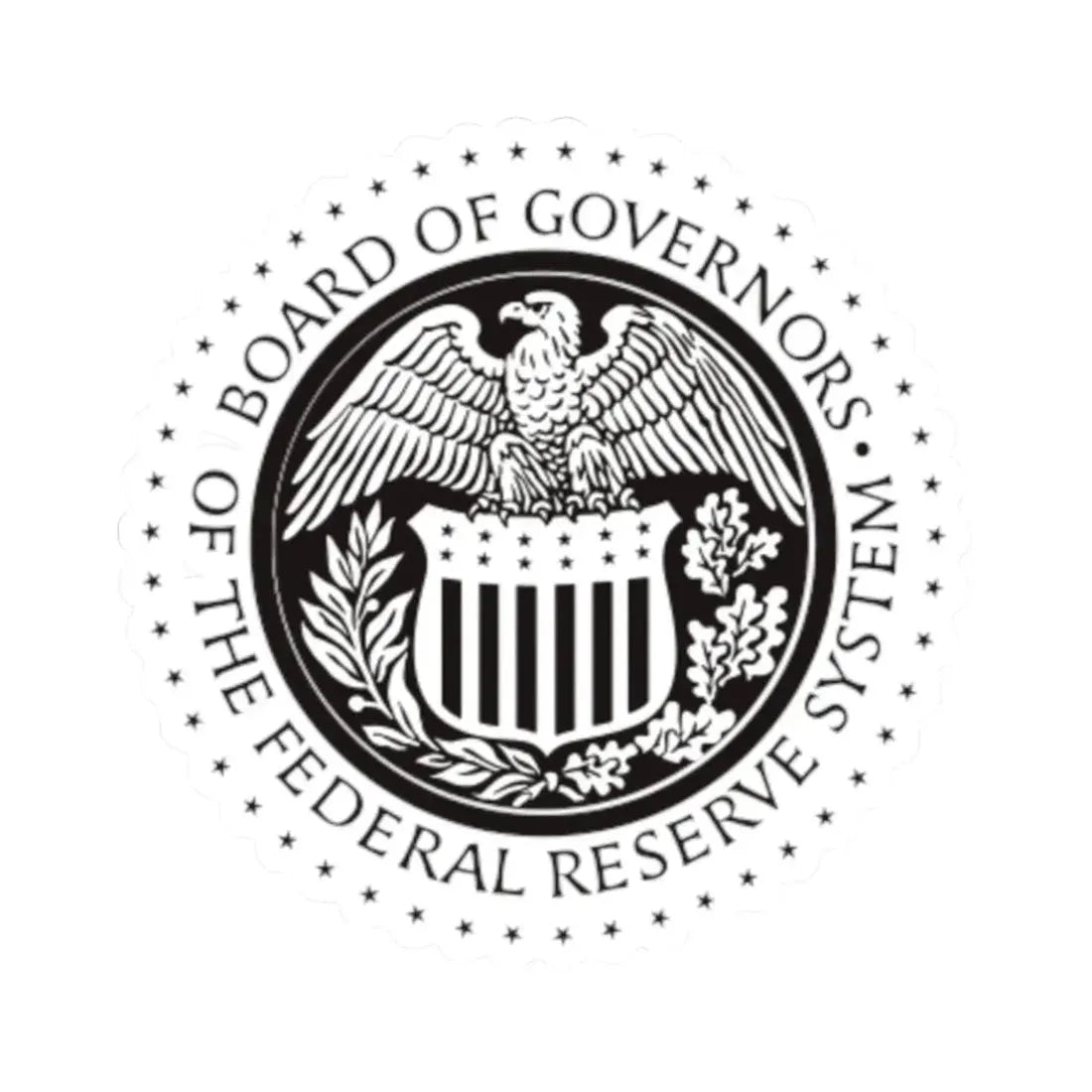 Seal of the United States Federal Reserve Board BW (United States) STICKER Vinyl Kiss-Cut Decal 2 Inch White - The Sticker Space