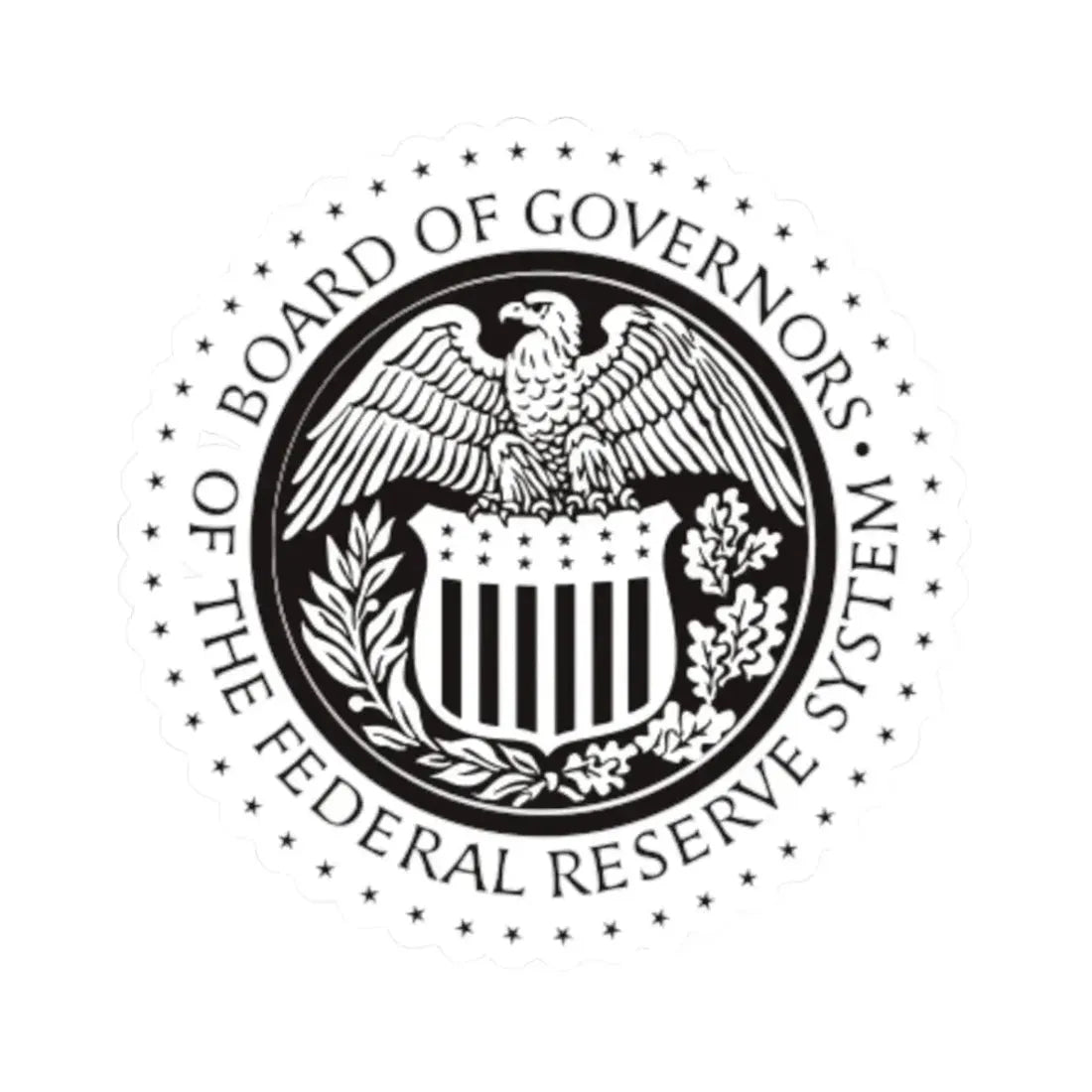 Seal of the United States Federal Reserve Board BW (United States) STICKER Vinyl Kiss-Cut Decal 3 Inch White - The Sticker Space