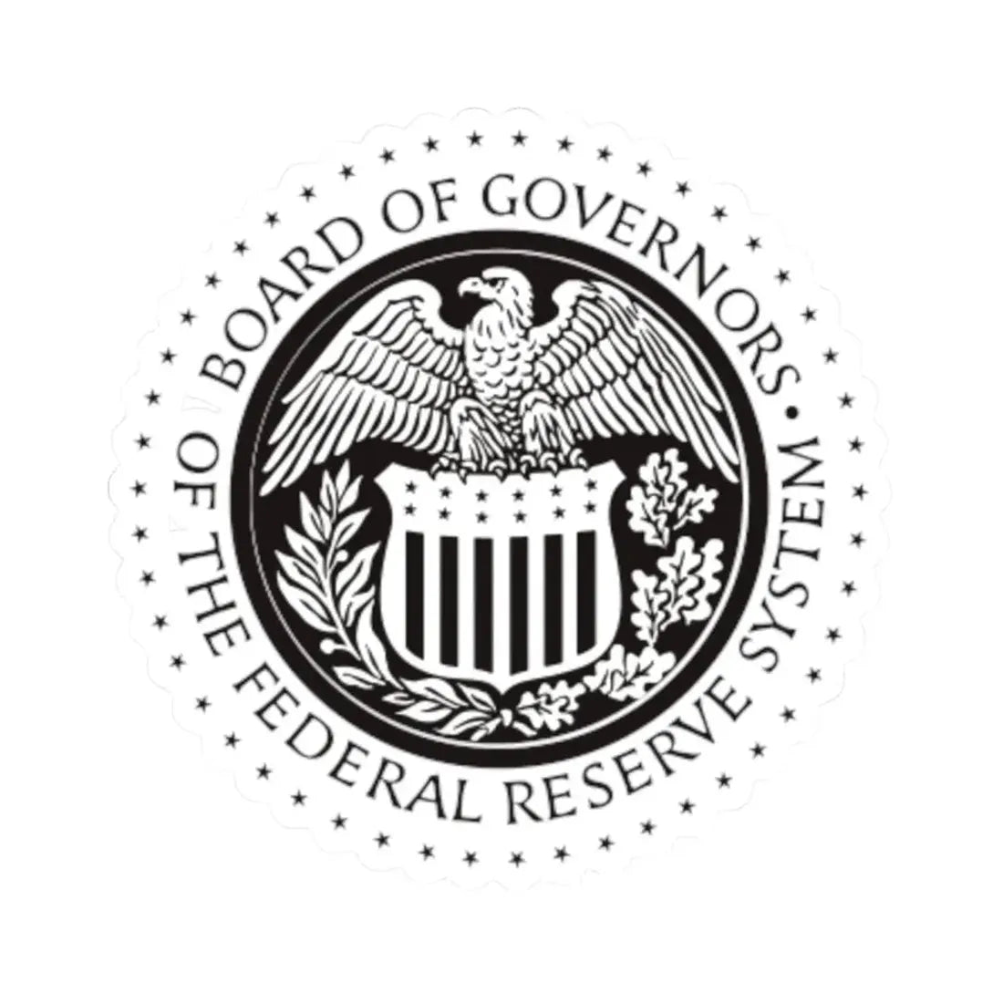 Seal of the United States Federal Reserve Board BW (United States) STICKER Vinyl Kiss-Cut Decal 4 Inch White - The Sticker Space