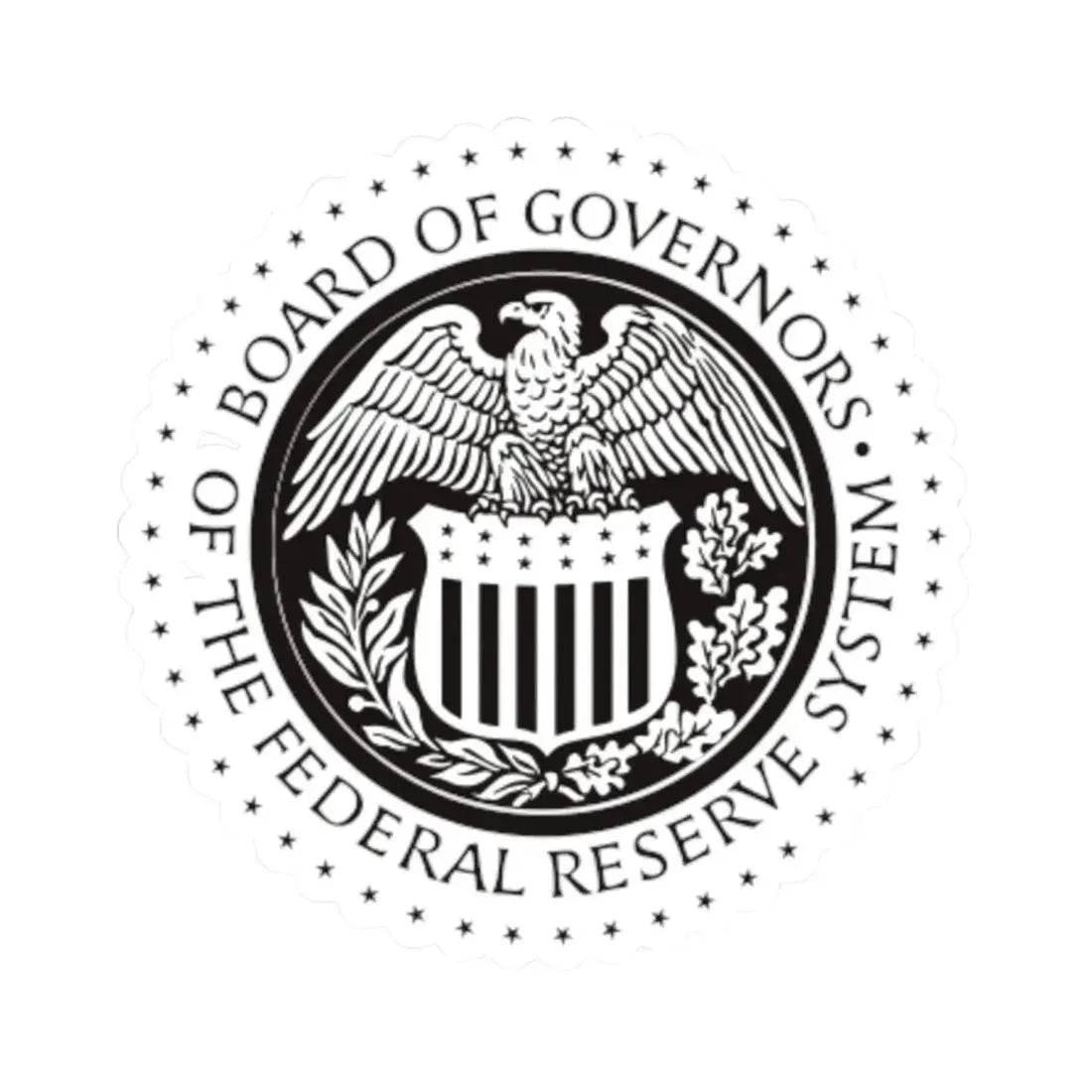 Seal of the United States Federal Reserve Board BW (United States) STICKER Vinyl Kiss-Cut Decal 6 Inch White - The Sticker Space