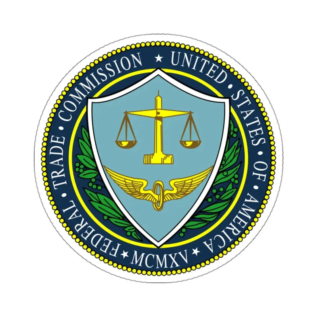 Seal of the United States Federal Trade Commission - STICKER Vinyl Kiss-Cut Decal 3 Inch White - The Sticker Space