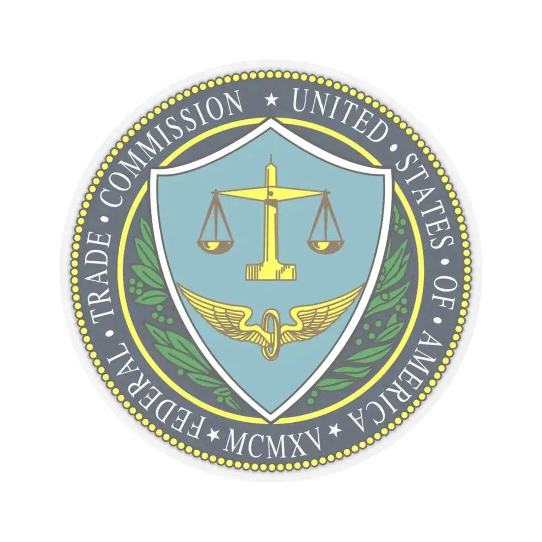 Seal of the United States Federal Trade Commission - STICKER Vinyl Kiss-Cut Decal 4 Inch Transparent - The Sticker Space