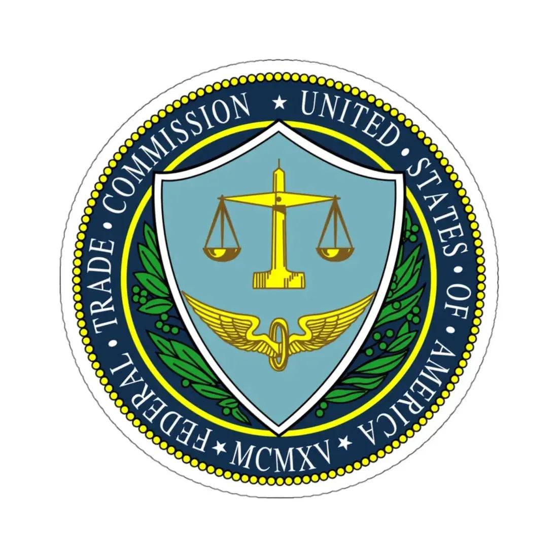 Seal of the United States Federal Trade Commission - STICKER Vinyl Kiss-Cut Decal 4 Inch White - The Sticker Space