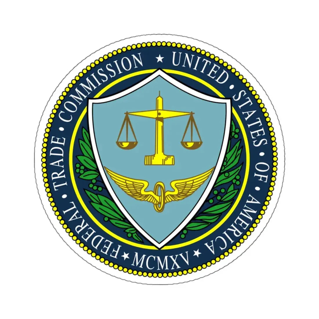 Seal of the United States Federal Trade Commission - STICKER Vinyl Kiss-Cut Decal 6 Inch White - The Sticker Space