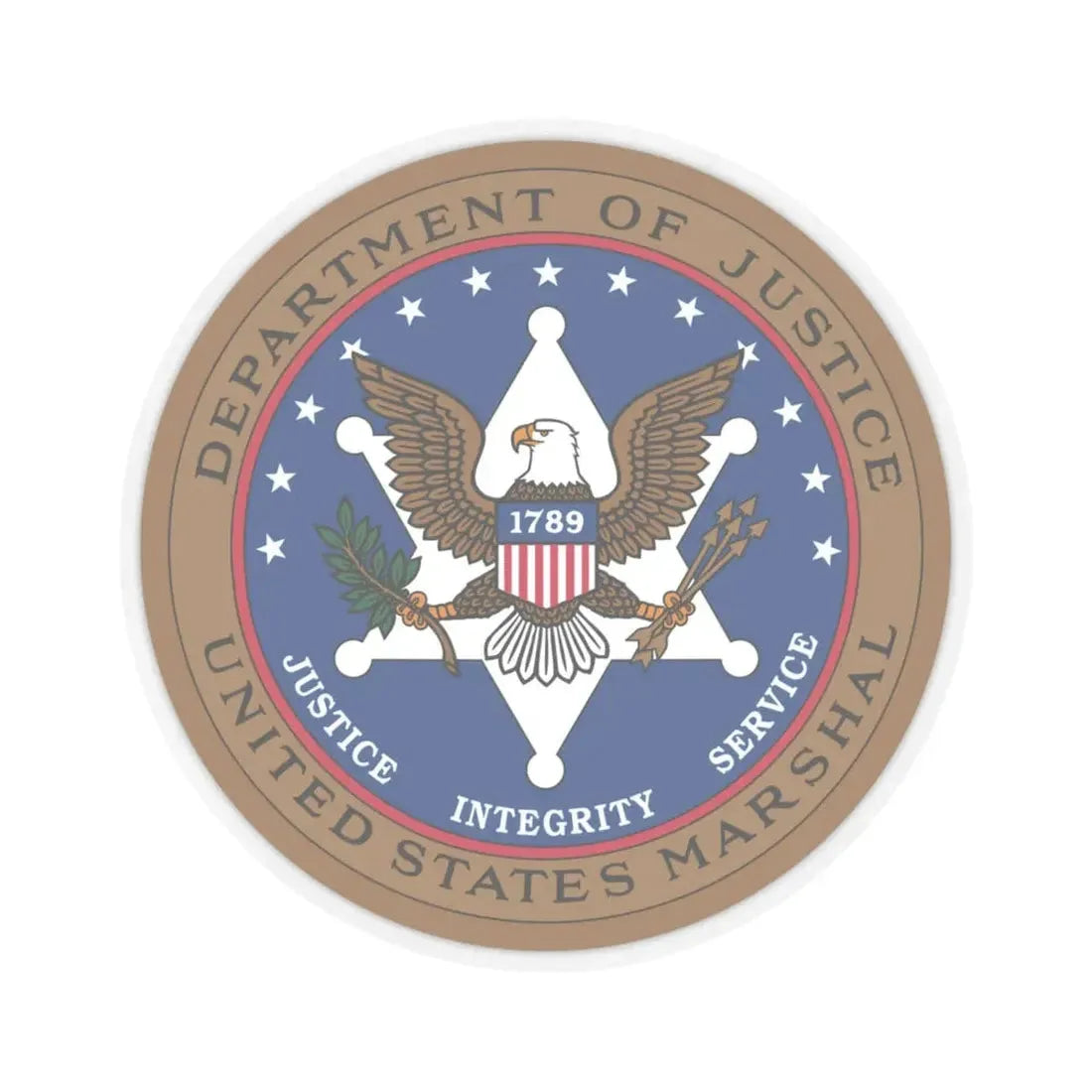 Seal of the United States Marshals Service - STICKER Vinyl Kiss-Cut Decal 6 Inch Transparent - The Sticker Space