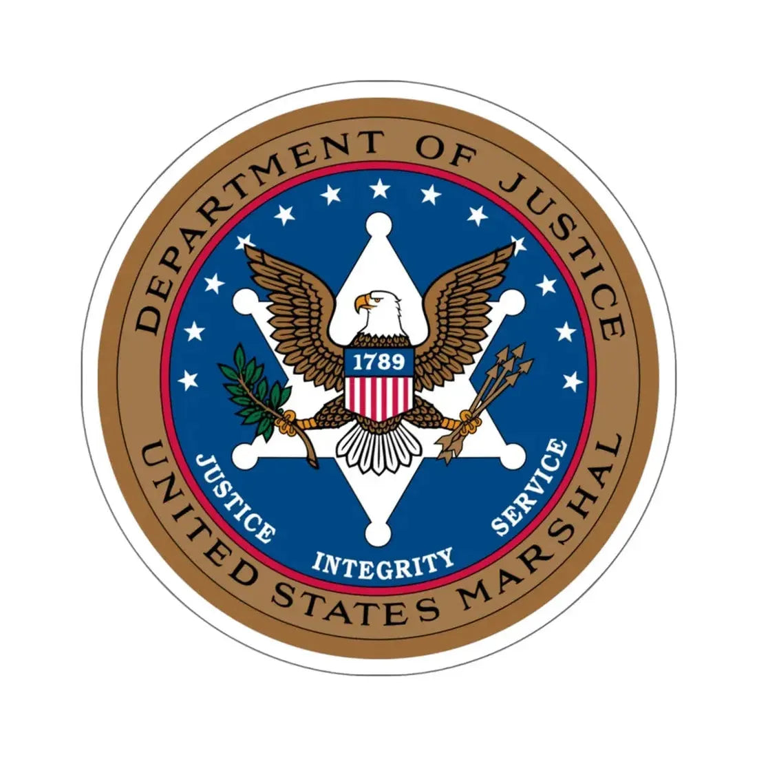 Seal of the United States Marshals Service - STICKER Vinyl Kiss-Cut Decal 6 Inch White - The Sticker Space