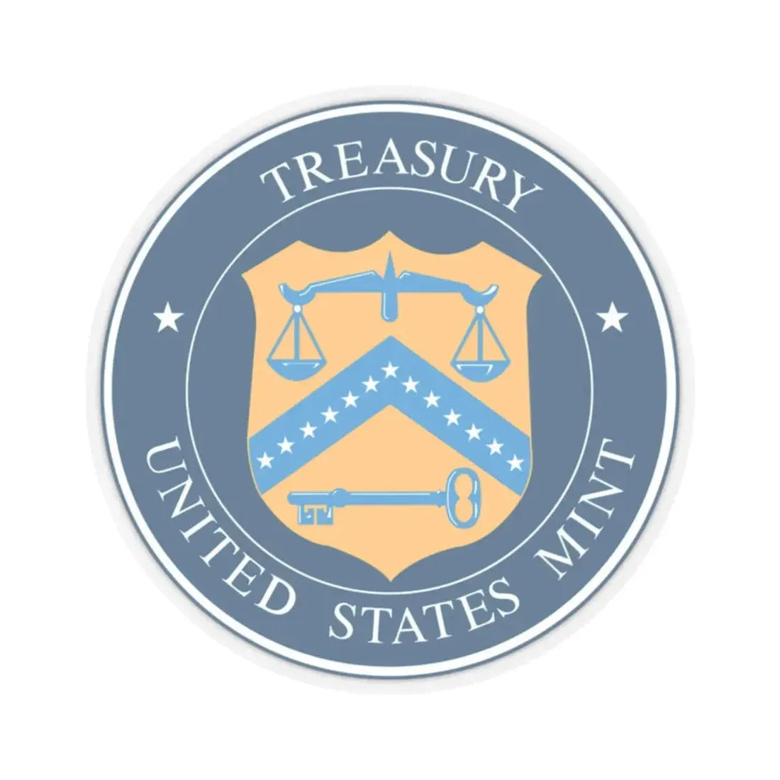 Seal of the United States Mint - STICKER Vinyl Kiss-Cut Decal 2 Inch Transparent - The Sticker Space