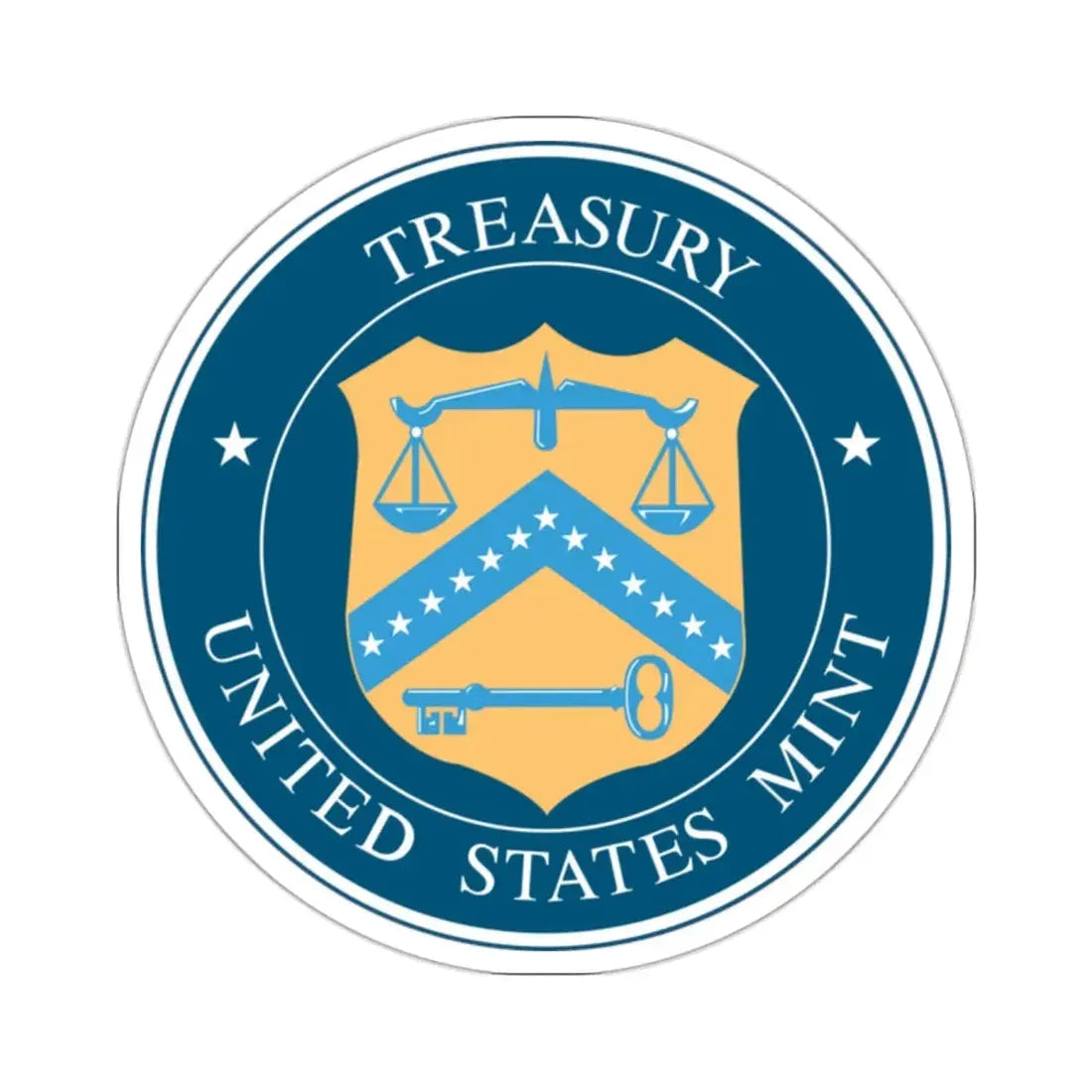 Seal of the United States Mint - STICKER Vinyl Kiss-Cut Decal 2 Inch White - The Sticker Space
