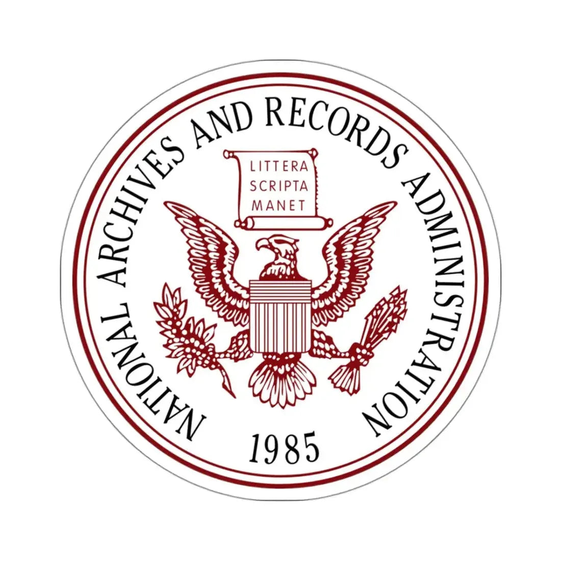 Seal of the United States National Archives and Records Administration - STICKER Vinyl Kiss-Cut Decal 3 Inch White - The Sticker Space