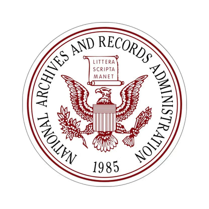 Seal of the United States National Archives and Records Administration - STICKER Vinyl Kiss-Cut Decal 6 Inch White - The Sticker Space