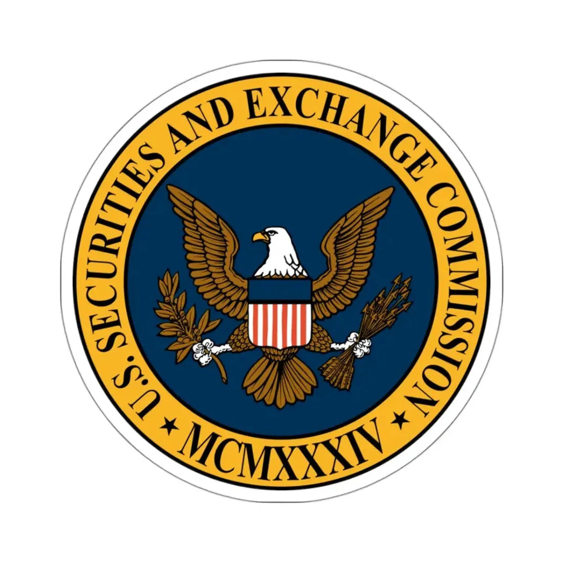 Seal of the United States Securities and Exchange Commission - STICKER Vinyl Kiss-Cut Decal 3 Inch White - The Sticker Space