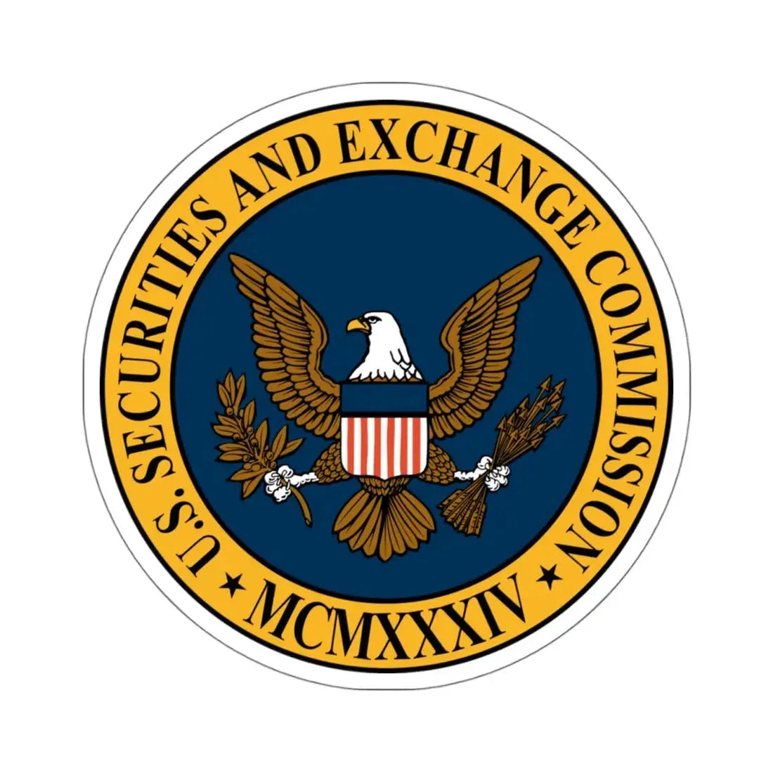 Seal of the United States Securities and Exchange Commission - STICKER Vinyl Kiss-Cut Decal 4 Inch White - The Sticker Space