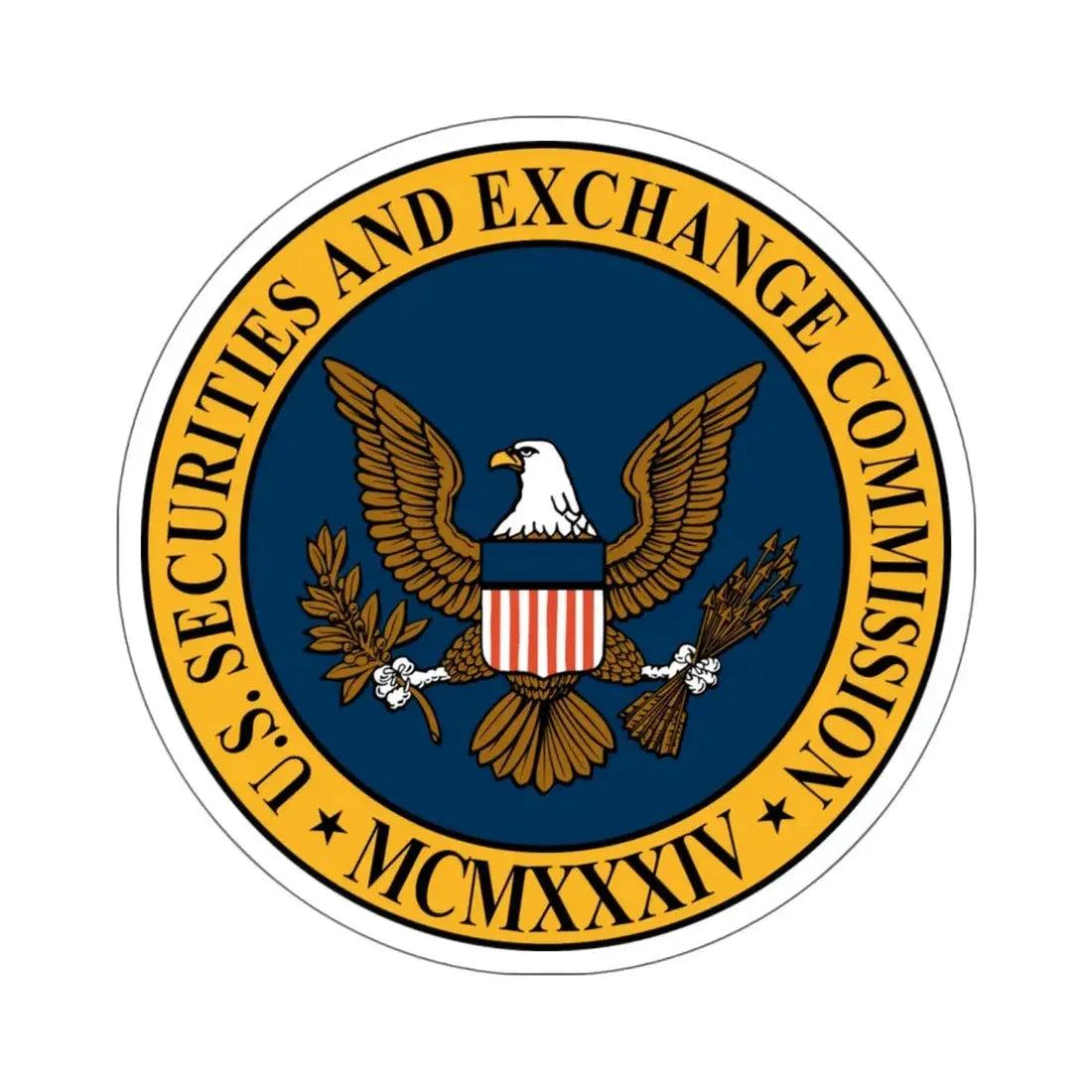 Seal of the United States Securities and Exchange Commission - STICKER Vinyl Kiss-Cut Decal 6 Inch White - The Sticker Space