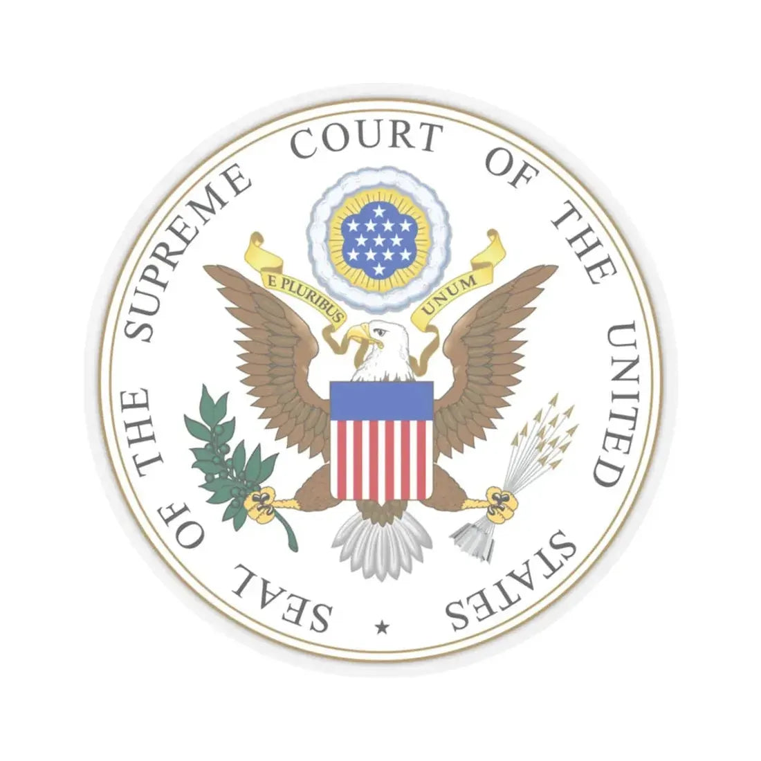 Seal of the United States Supreme Court - STICKER Vinyl Kiss-Cut Decal 3 Inch Transparent - The Sticker Space