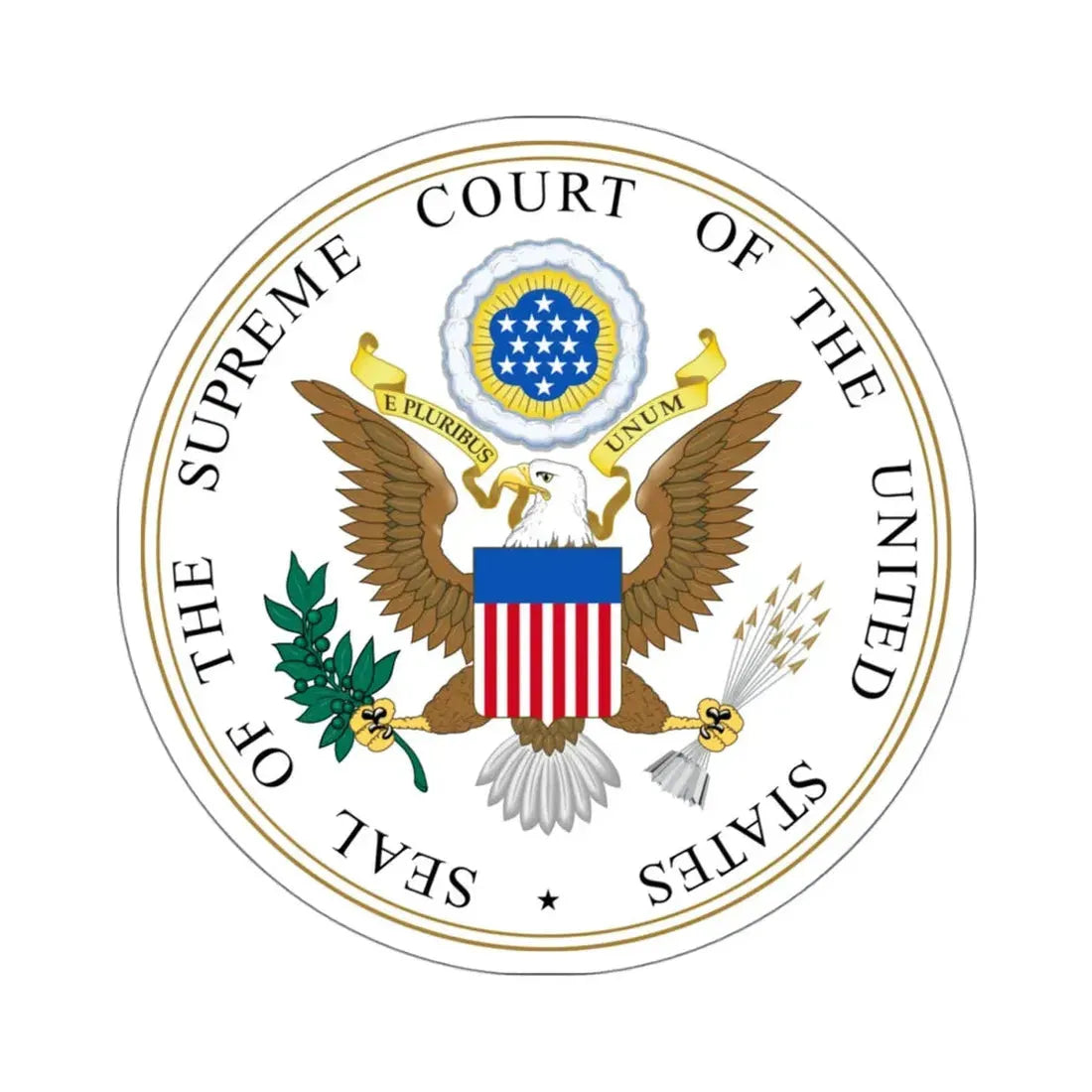 Seal of the United States Supreme Court - STICKER Vinyl Kiss-Cut Decal 4 Inch White - The Sticker Space