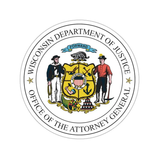 Seal of the Wisconsin Attorney General - STICKER Vinyl Kiss-Cut Decal 2 Inch White - The Sticker Space