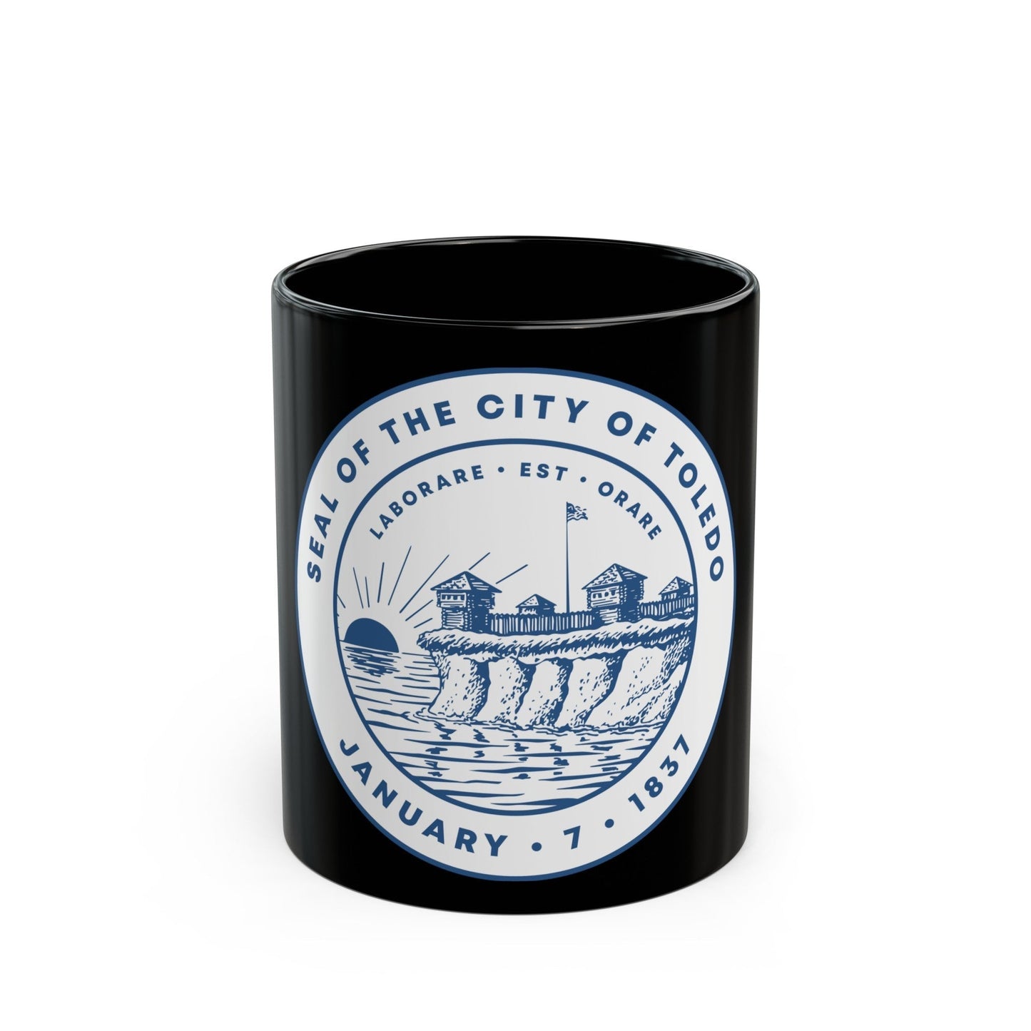 Seal of Toledo Ohio - Black Coffee Mug-11oz-The Sticker Space