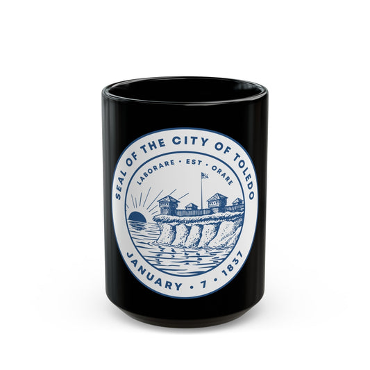 Seal of Toledo Ohio - Black Coffee Mug-15oz-The Sticker Space