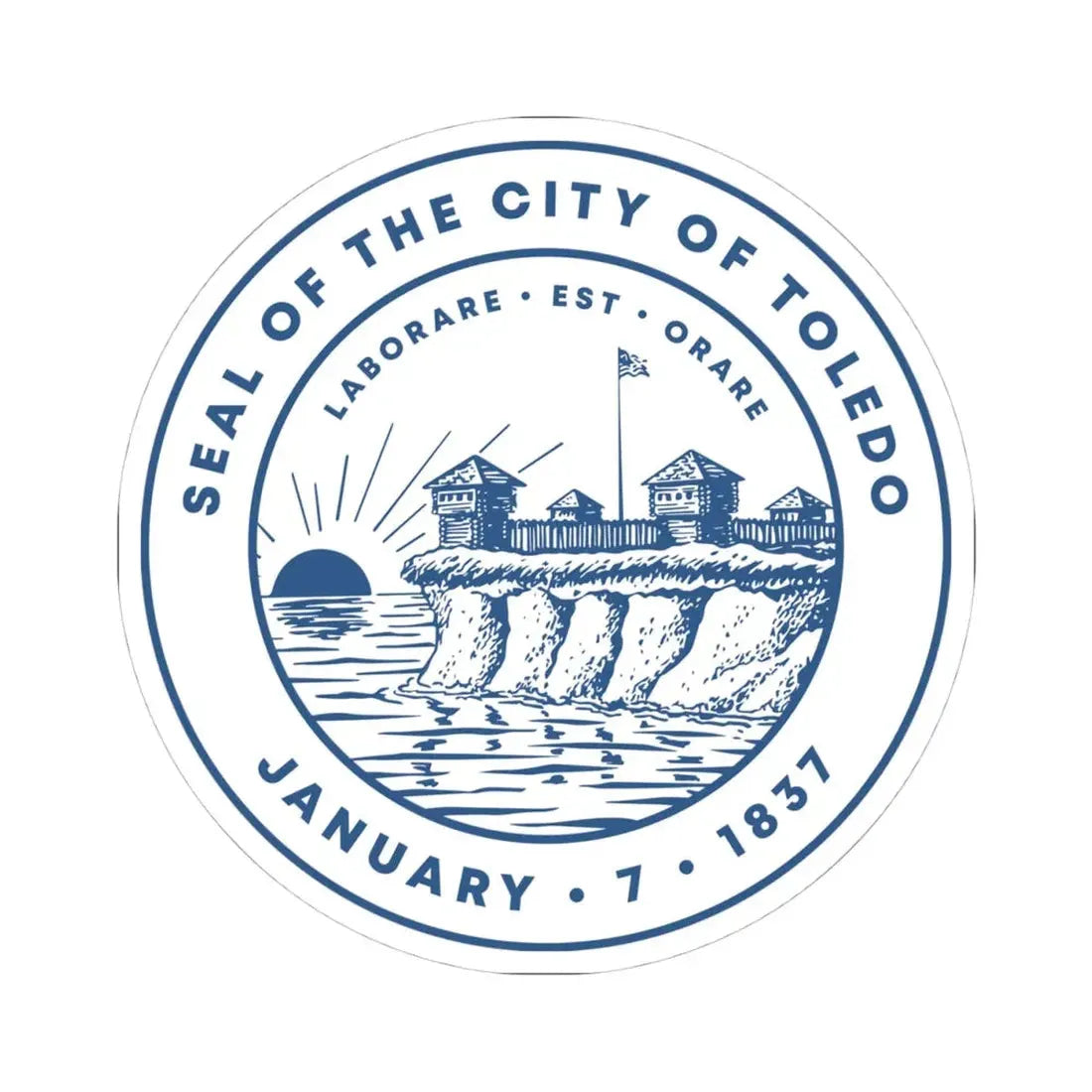 Seal of Toledo Ohio (United States) STICKER Vinyl Kiss-Cut Decal 4 Inch White - The Sticker Space