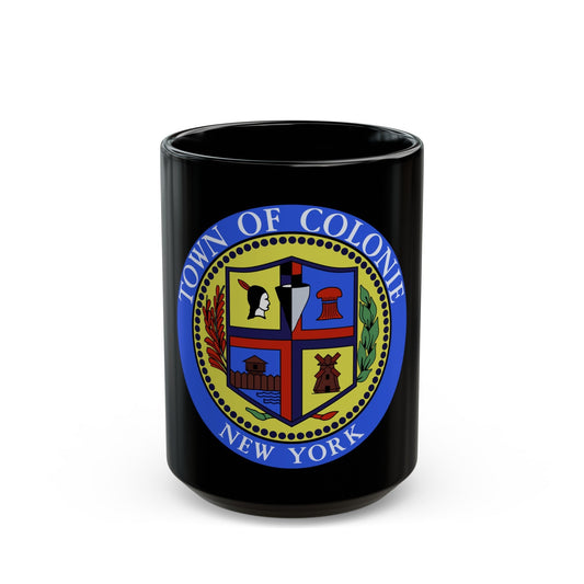 Seal of town of Colonie - Black Coffee Mug-15oz-The Sticker Space