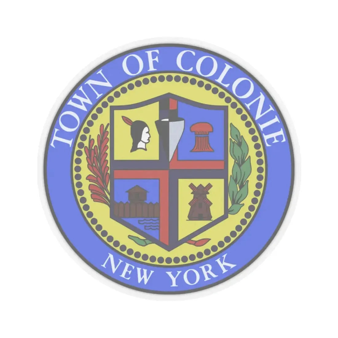 Seal of town of Colonie - STICKER Vinyl Kiss-Cut Decal 2 Inch Transparent - The Sticker Space