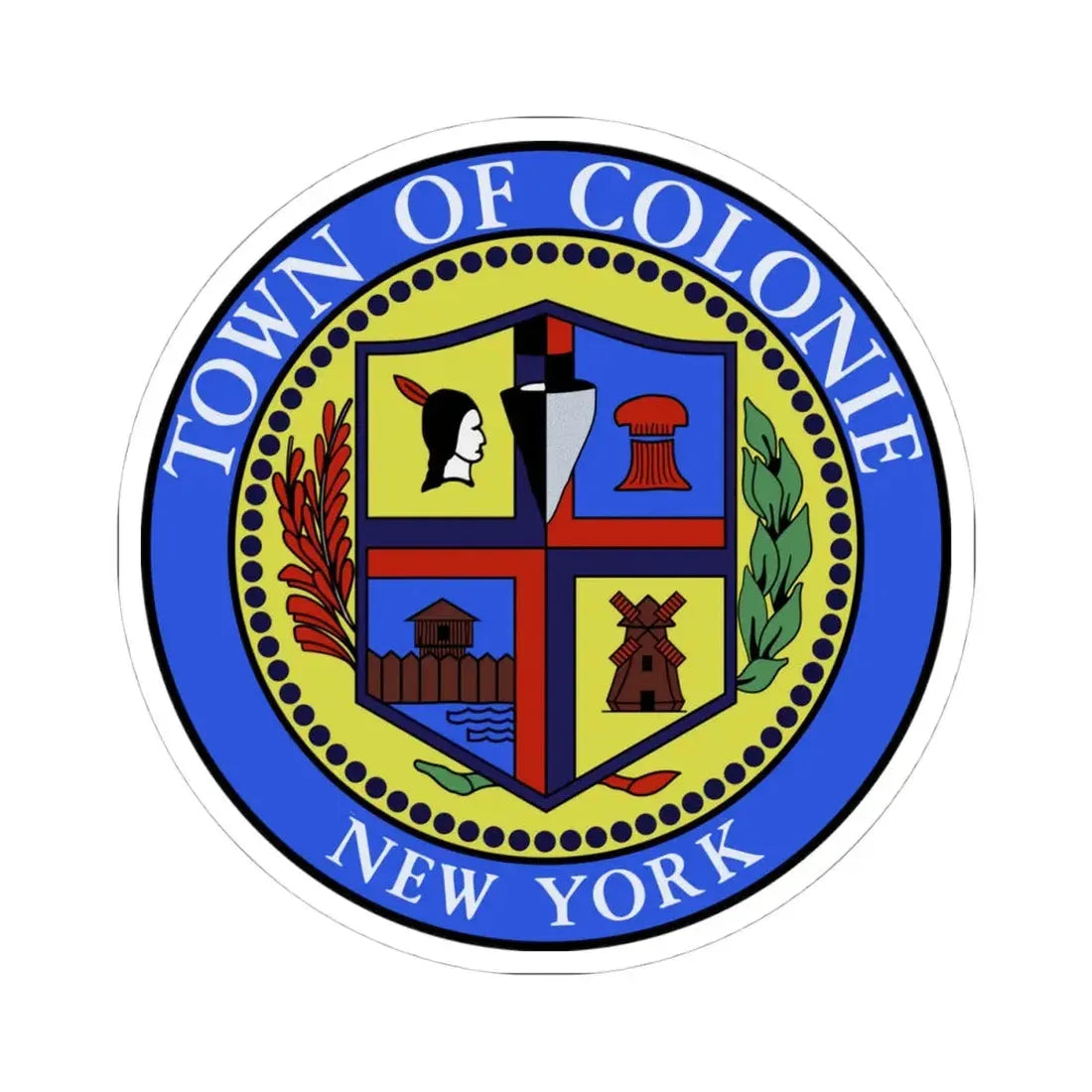 Seal of town of Colonie - STICKER Vinyl Kiss-Cut Decal 4 Inch White - The Sticker Space