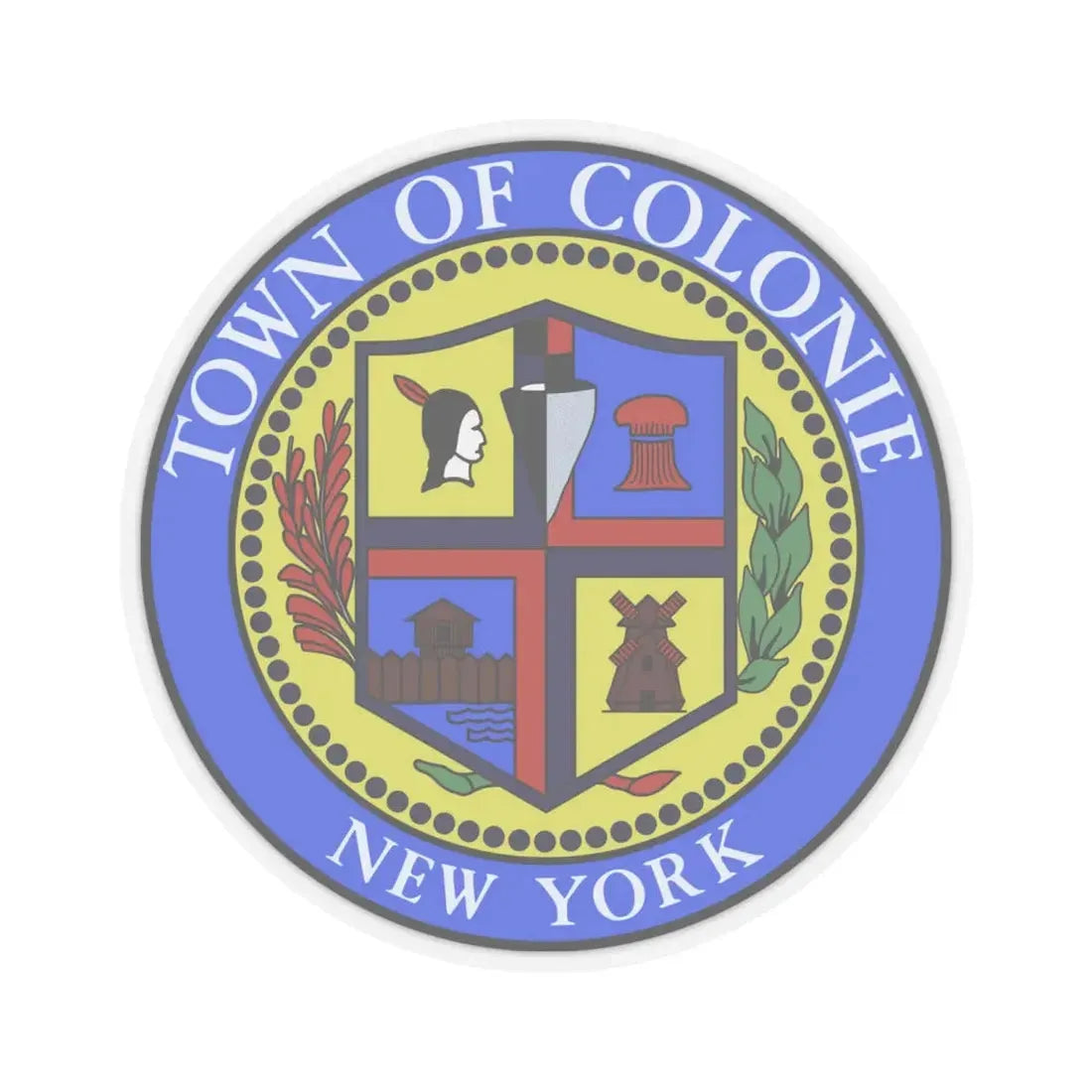 Seal of town of Colonie - STICKER Vinyl Kiss-Cut Decal 6 Inch Transparent - The Sticker Space