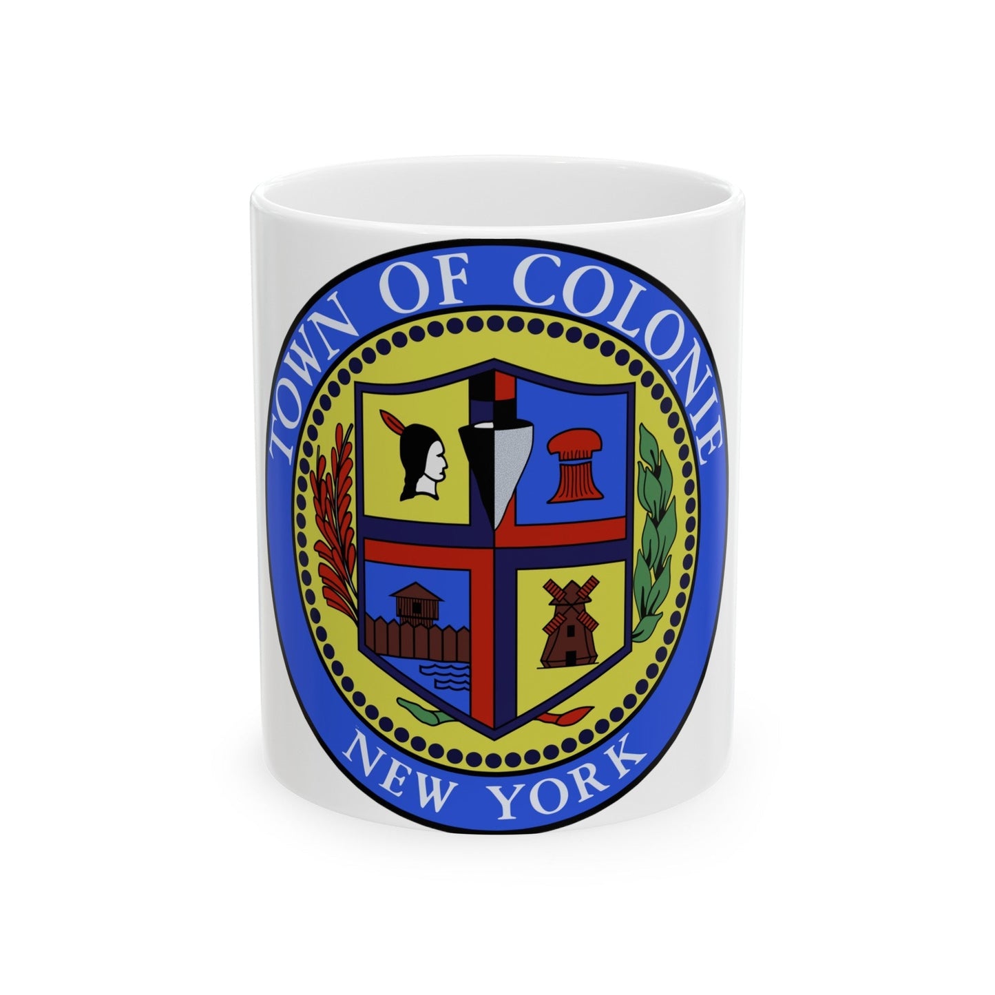 Seal of town of Colonie - White Coffee Mug-11oz-The Sticker Space