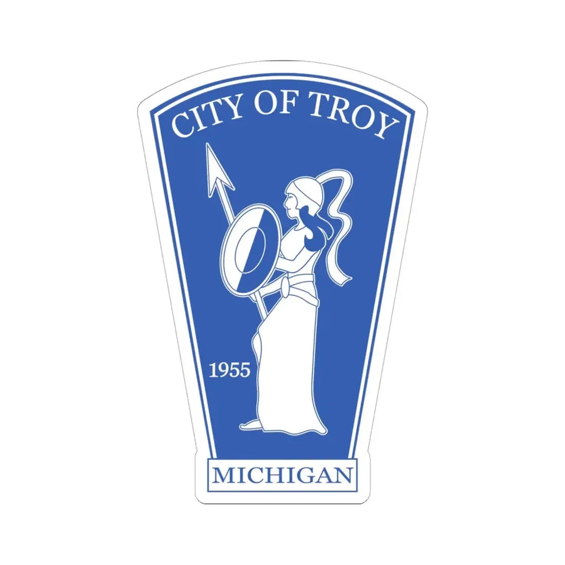 Seal of Troy Michigan (United States) STICKER Vinyl Kiss-Cut Decal 6 Inch White - The Sticker Space