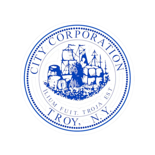 Seal of Troy New York (United States) STICKER Vinyl Kiss-Cut Decal 2 Inch White - The Sticker Space