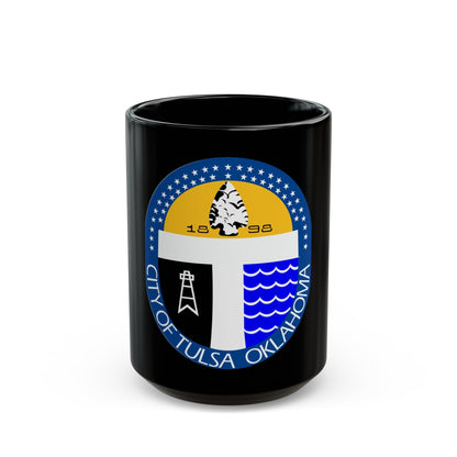 Seal of Tulsa Oklahoma - Black Coffee Mug-15oz-The Sticker Space