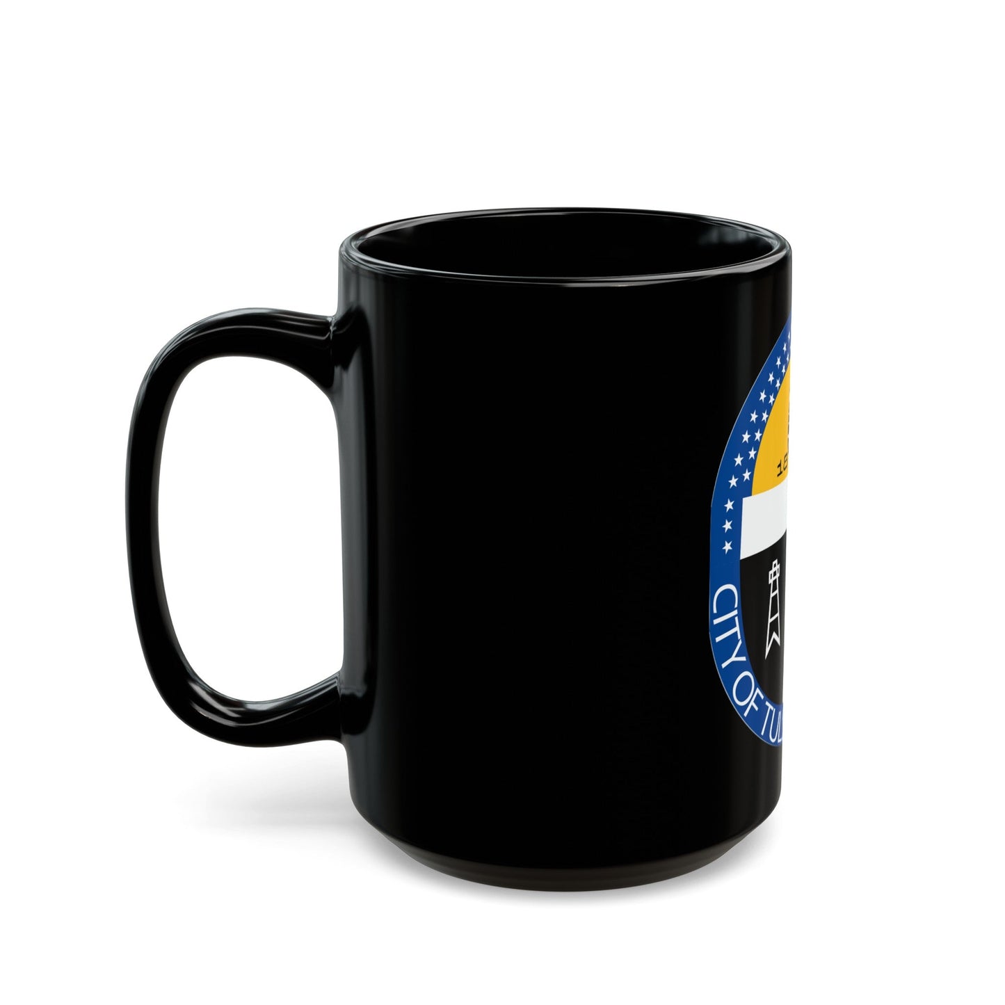 Seal of Tulsa Oklahoma - Black Coffee Mug-The Sticker Space