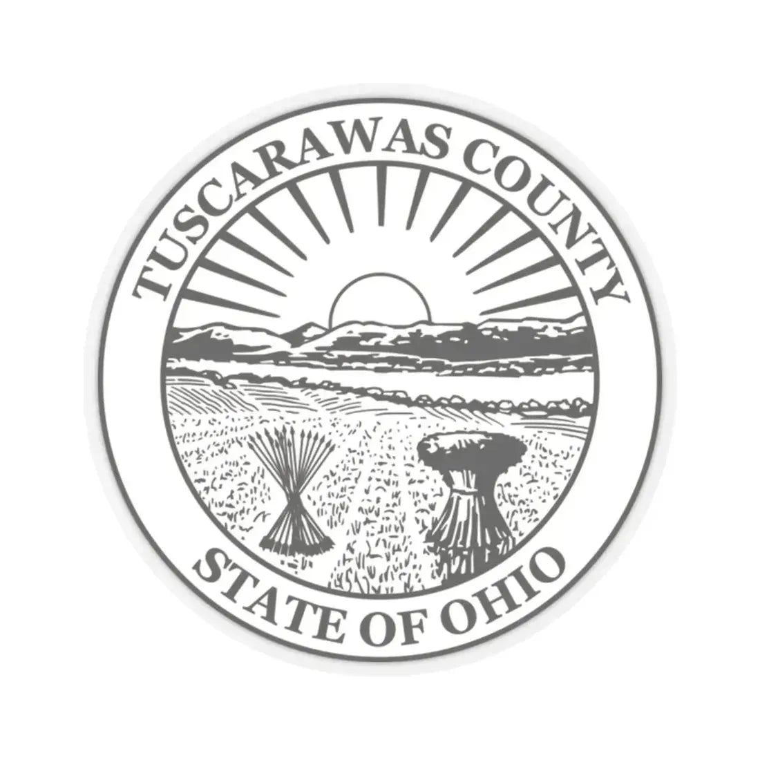 Seal of Tuscarawas County Ohio (United States) STICKER Vinyl Kiss-Cut Decal 2 Inch Transparent - The Sticker Space