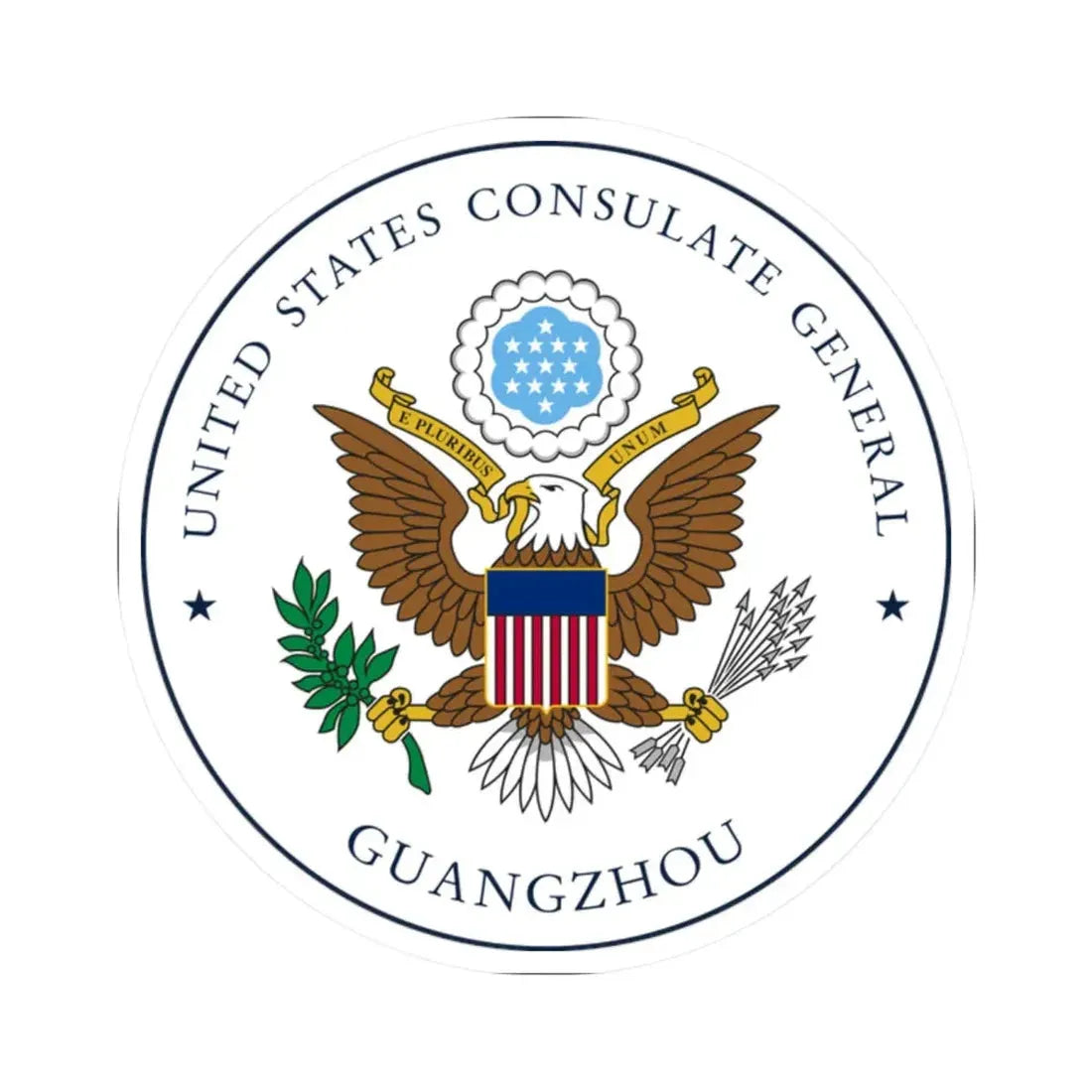 Seal of US Consulate General Guangzhou (United States) STICKER Vinyl Kiss-Cut Decal 2 Inch White - The Sticker Space