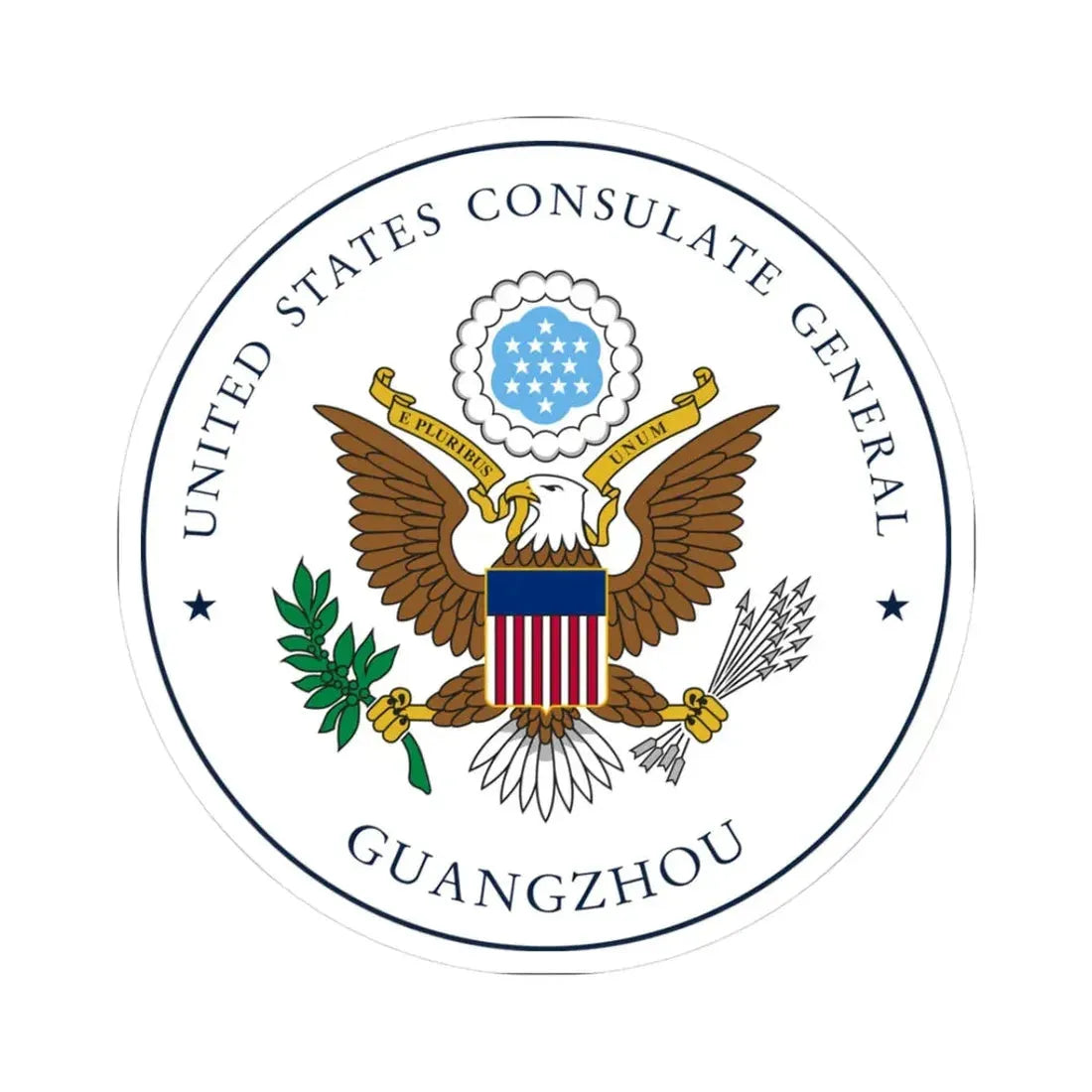 Seal of US Consulate General Guangzhou (United States) STICKER Vinyl Kiss-Cut Decal 3 Inch White - The Sticker Space