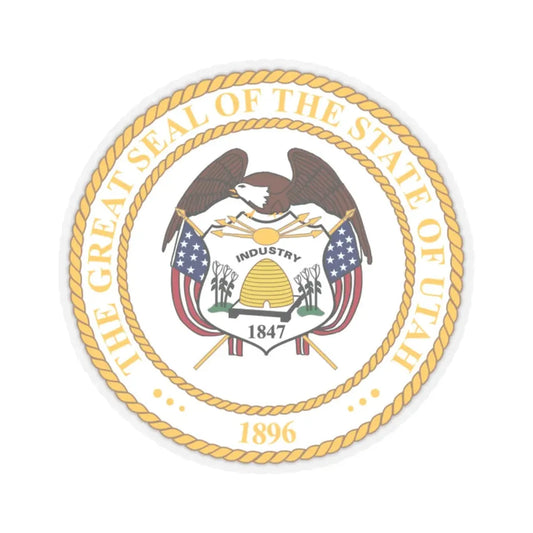 Seal of Utah Alternate (United States) STICKER Vinyl Kiss-Cut Decal 2 Inch Transparent - The Sticker Space