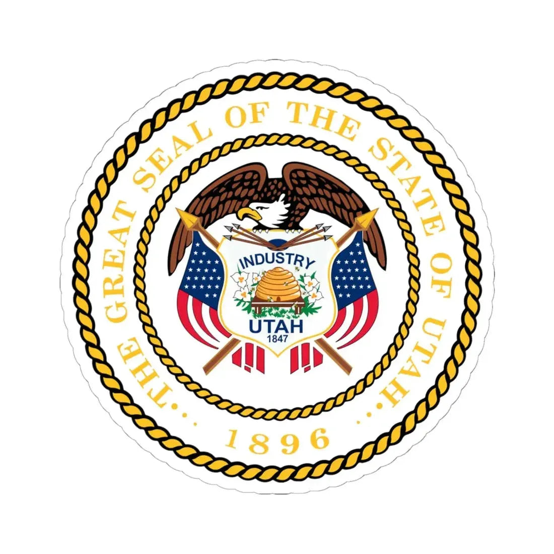 Seal of Utah alternative 2011 (United States) STICKER Vinyl Kiss-Cut Decal 6 Inch White - The Sticker Space