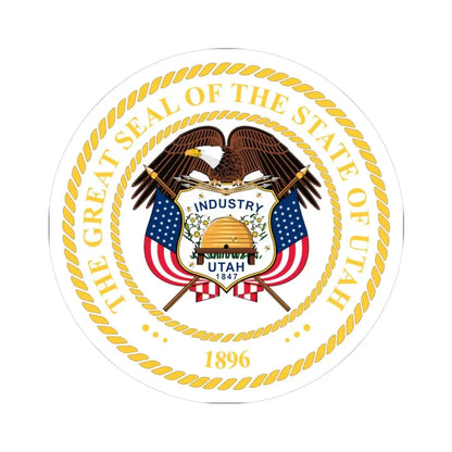 Seal of Utah alternative enhanced variant (United States) STICKER Vinyl Kiss-Cut Decal 3 Inch White - The Sticker Space