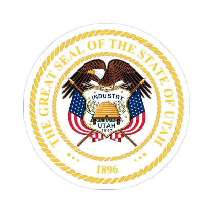 Seal of Utah alternative enhanced variant (United States) STICKER Vinyl Kiss-Cut Decal 4 Inch White - The Sticker Space