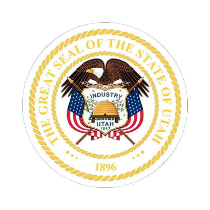 Seal of Utah alternative enhanced variant (United States) STICKER Vinyl Kiss-Cut Decal 6 Inch White - The Sticker Space