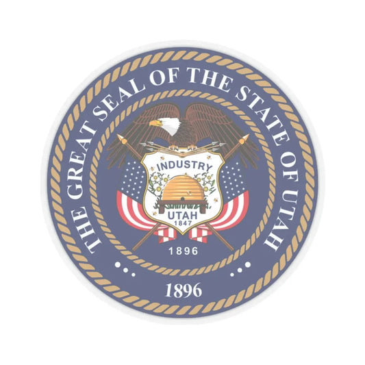 Seal of Utah enhanced variant (United States) STICKER Vinyl Kiss-Cut Decal 2 Inch Transparent - The Sticker Space
