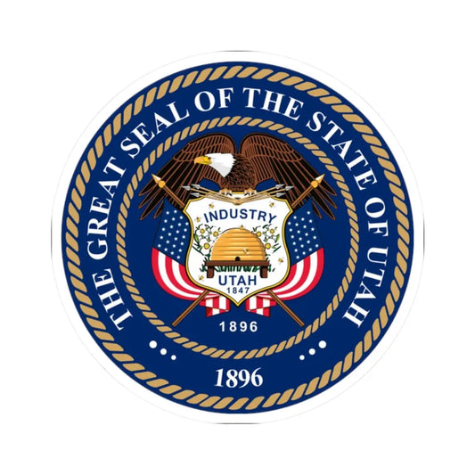 Seal of Utah enhanced variant (United States) STICKER Vinyl Kiss-Cut Decal 2 Inch White - The Sticker Space