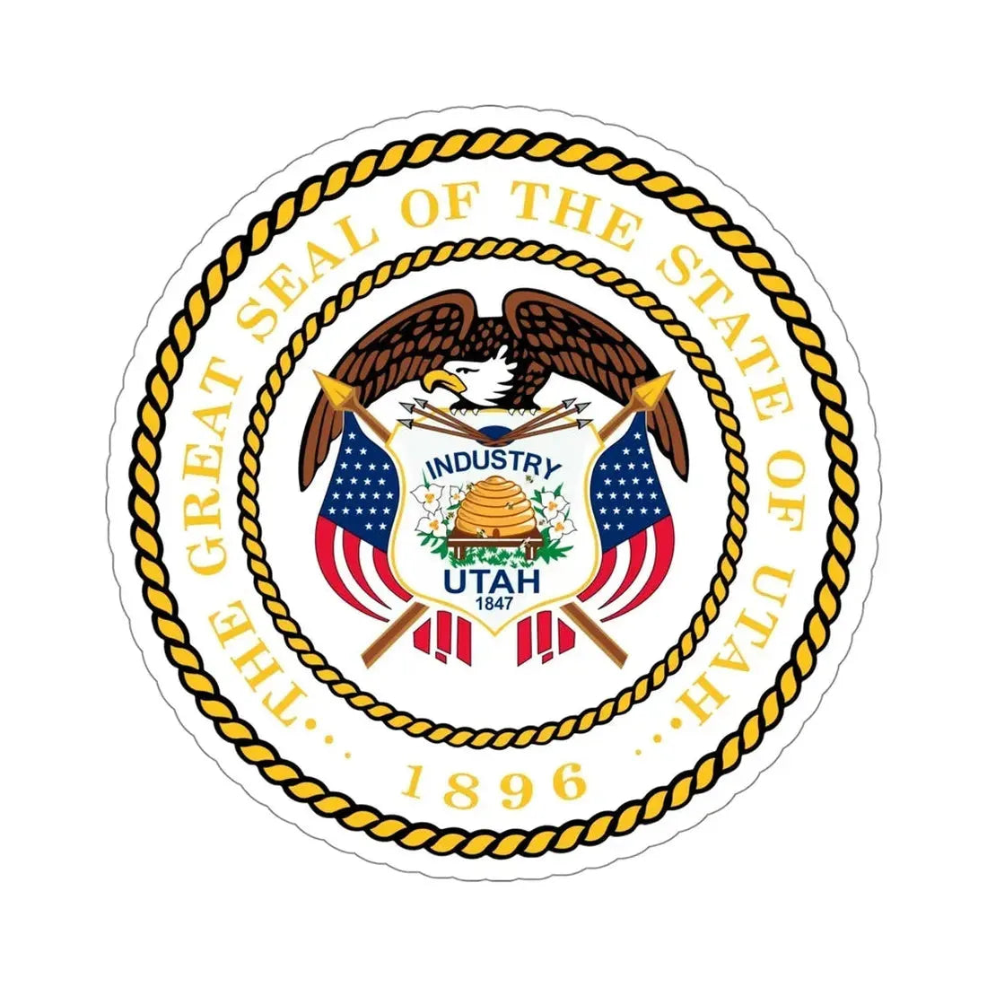 Seal of Utah STICKER Vinyl Die-Cut Decal 5 Inch - The Sticker Space
