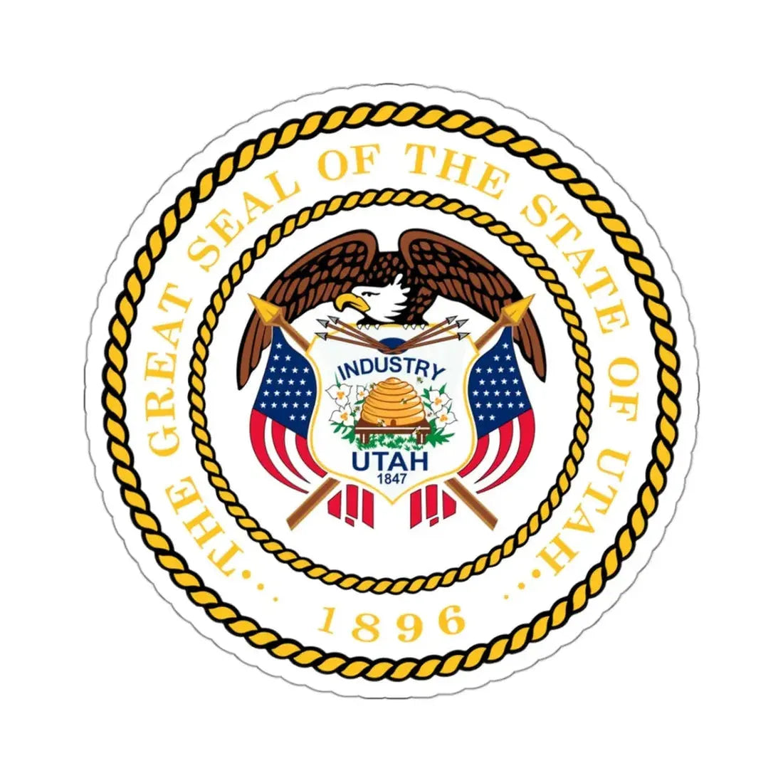 Seal of Utah - STICKER Vinyl Kiss-Cut Decal 3 Inch White - The Sticker Space