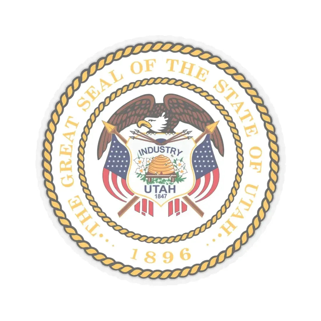 Seal of Utah - STICKER Vinyl Kiss-Cut Decal 4 Inch Transparent - The Sticker Space