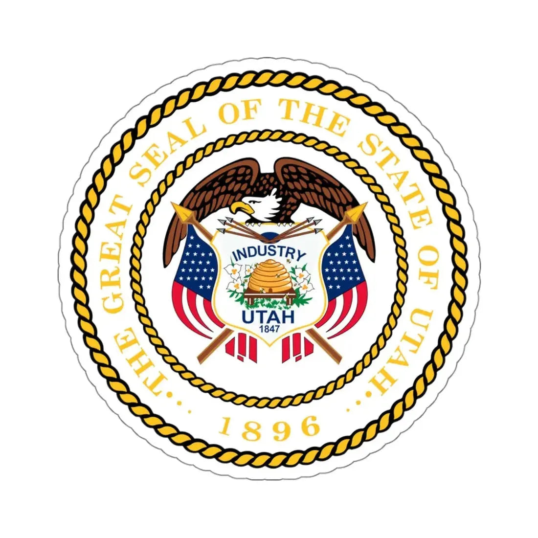Seal of Utah - STICKER Vinyl Kiss-Cut Decal 4 Inch White - The Sticker Space