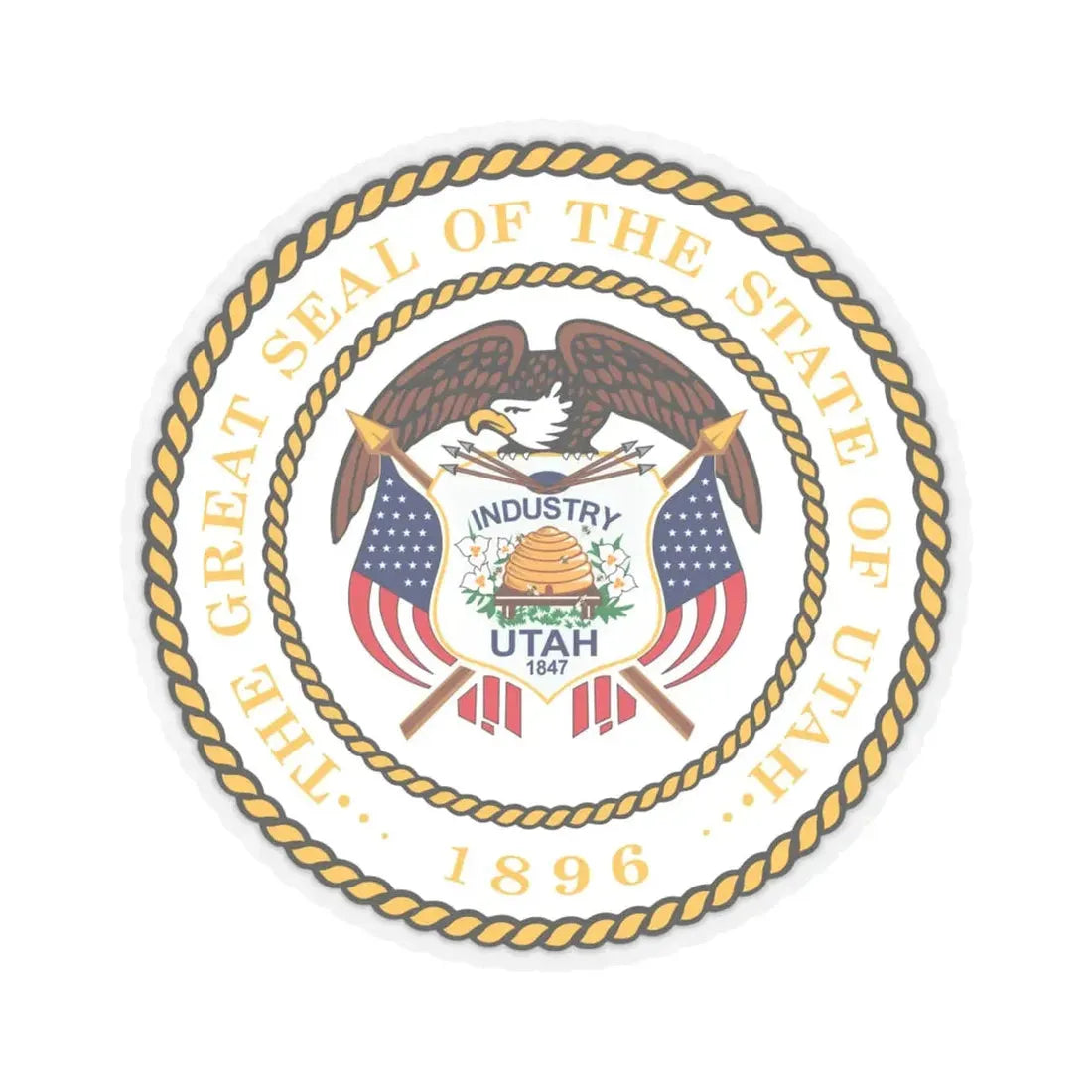 Seal of Utah - STICKER Vinyl Kiss-Cut Decal 6 Inch Transparent - The Sticker Space